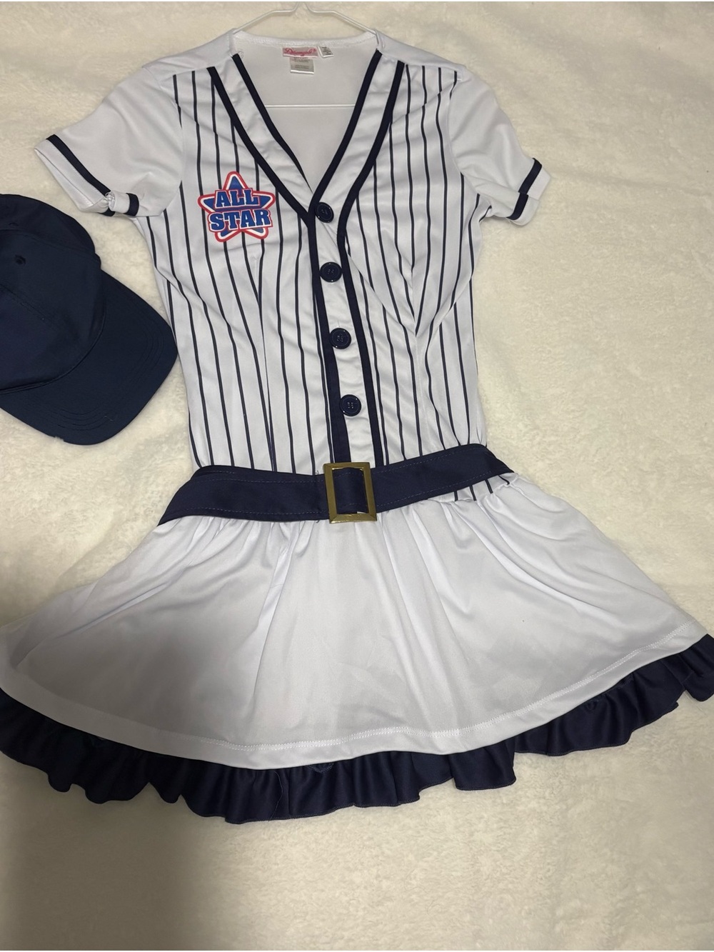 Dreamgirl White & Navy All-Star Baseball Dress Costume